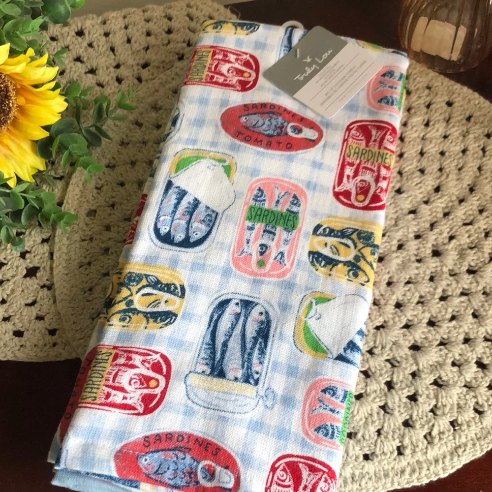 Truly Lou Colorful Sardine Can Print Kitchen Towels